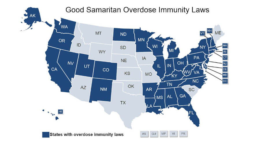States with good samaritan immunity laws - map