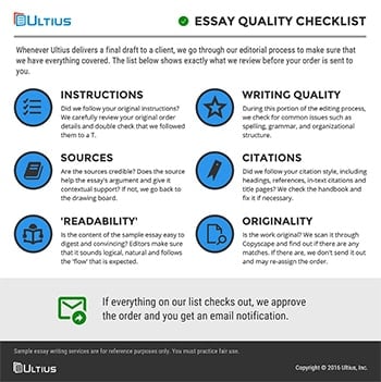 Essay writing services - quality checklist infographic