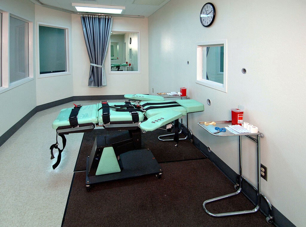 A room used for lethal injections given to inmates in San Quentin Prison.