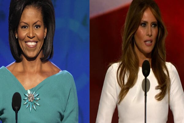 Michelle Obama and Melania Trump side-by-side