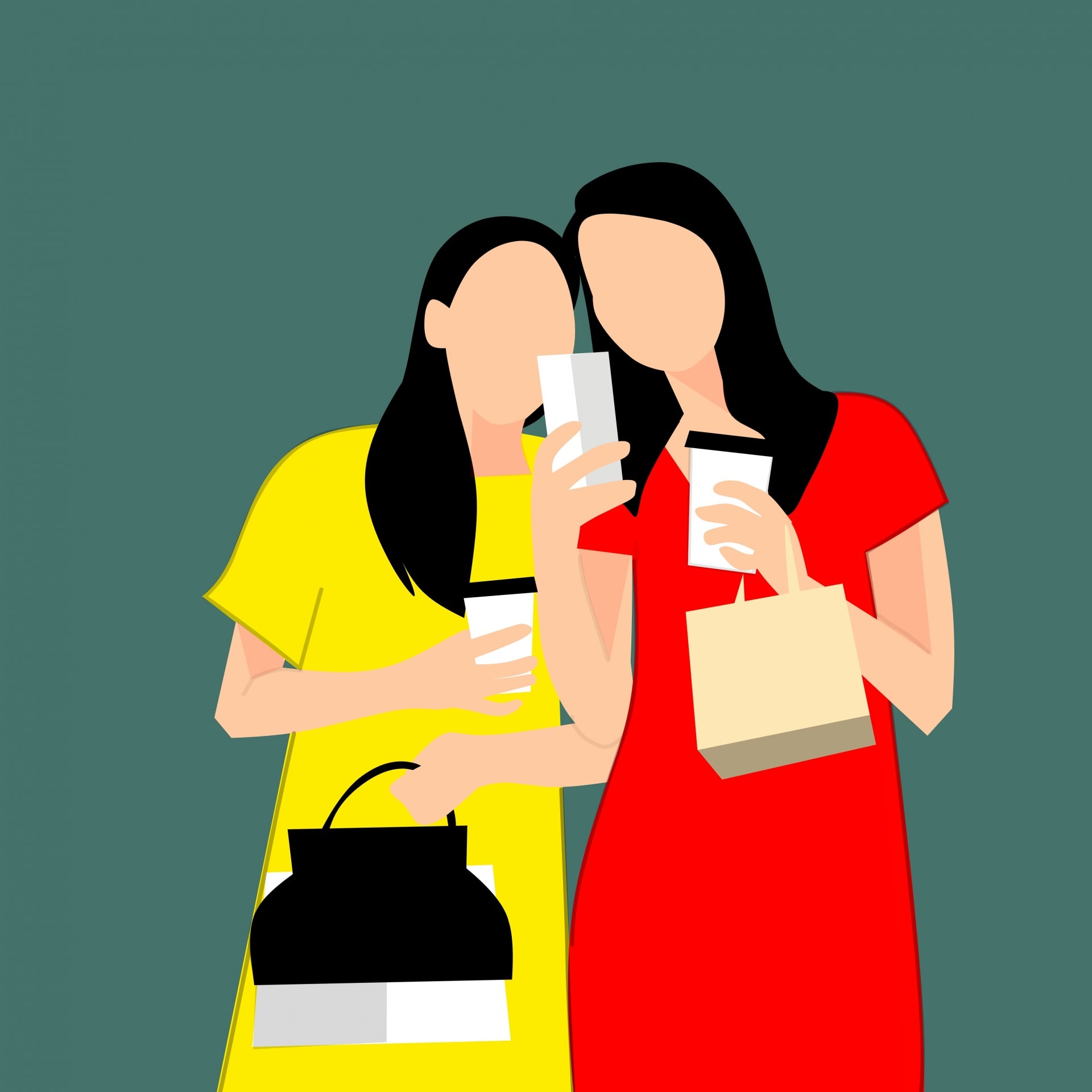 Two women looking at a cellphone.