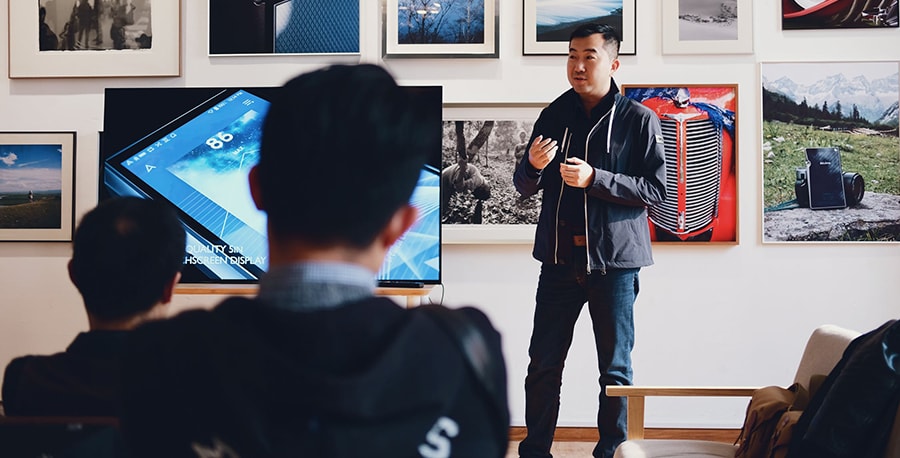 Man giving a presentation to an audience