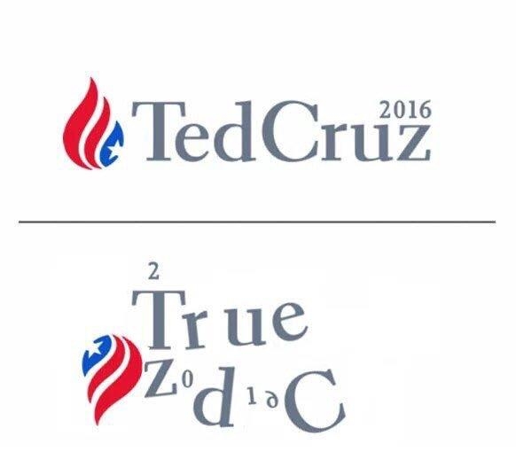 Ted Cruz's campaign logo edited to read True Zodiac.