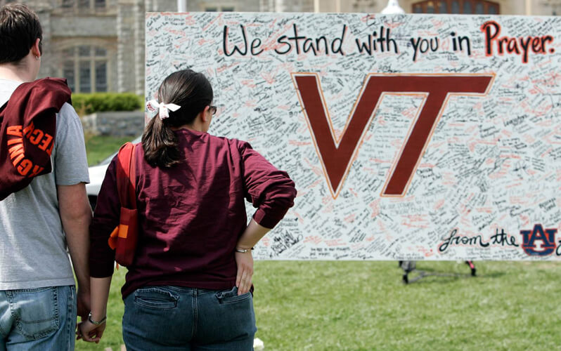 Makeshift memorial at Virginia Tech - NBC