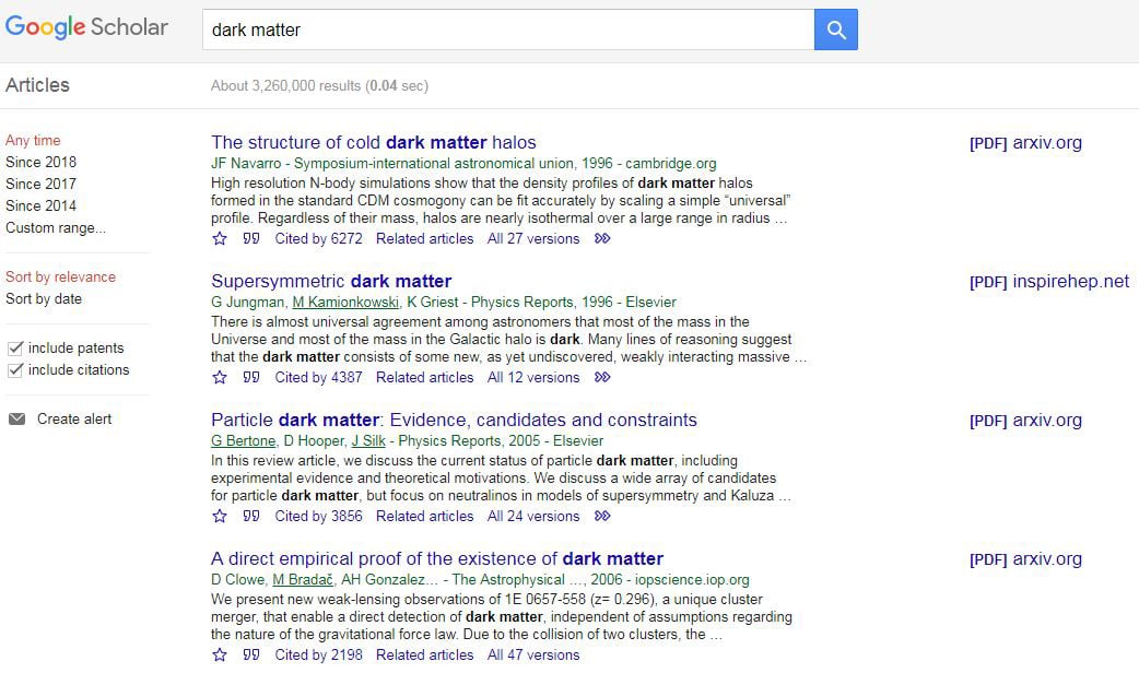 Screenshot of Google Scholar results