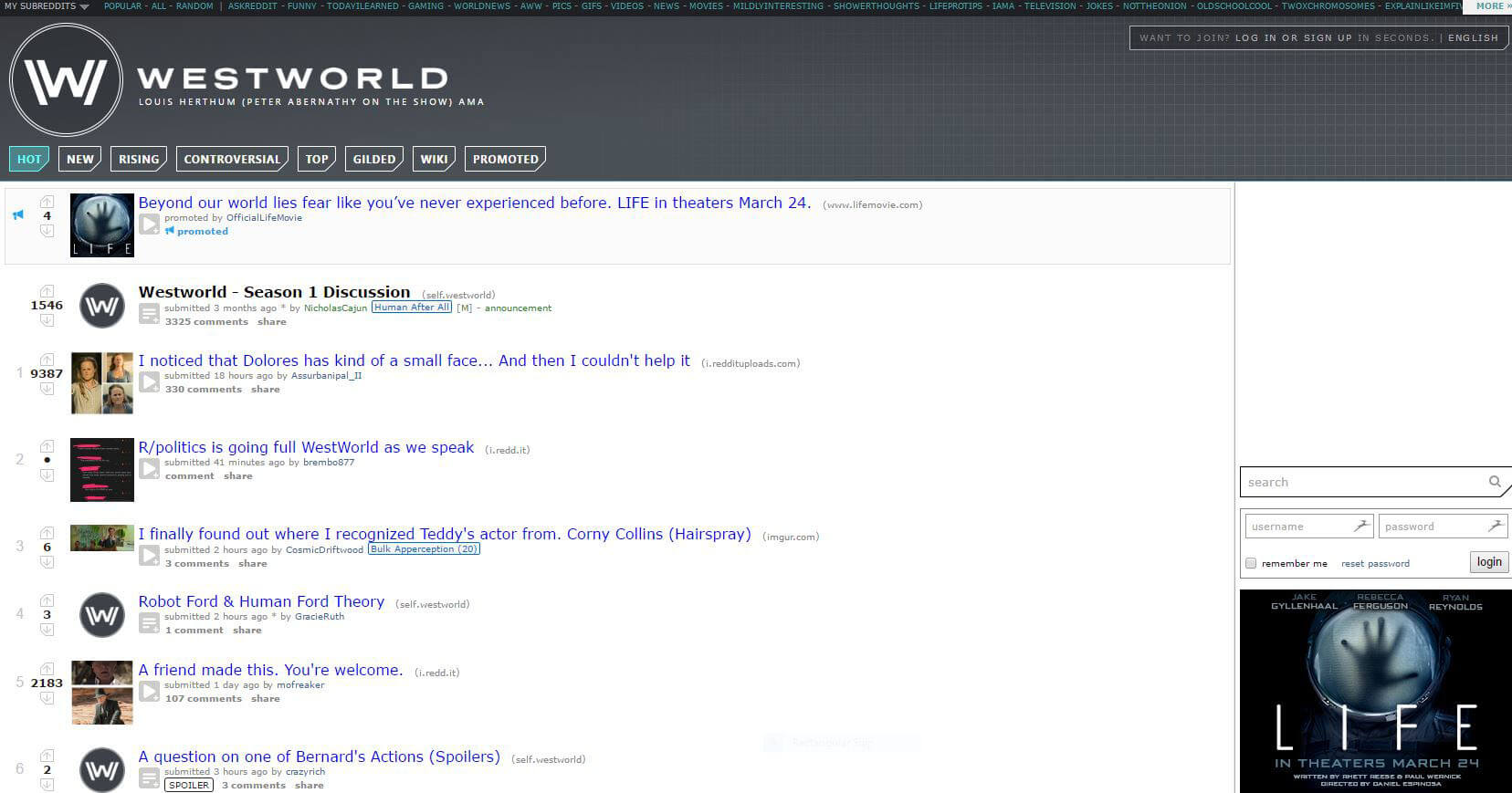 Westworld forum - Reddit.com