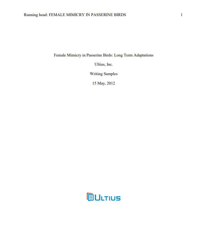 Sample APA title page | Ultius