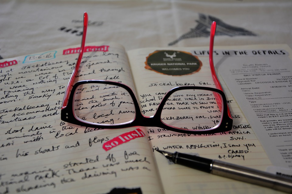 Glasses lying on paperwork.