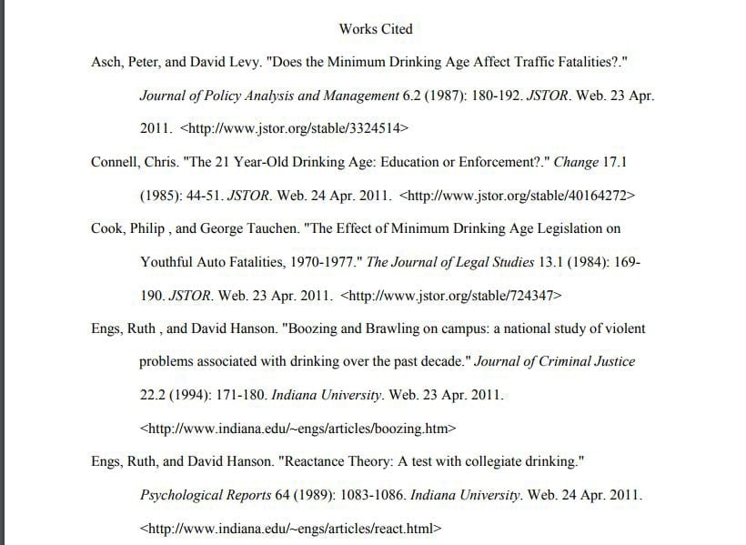 Example of an MLA works cited page